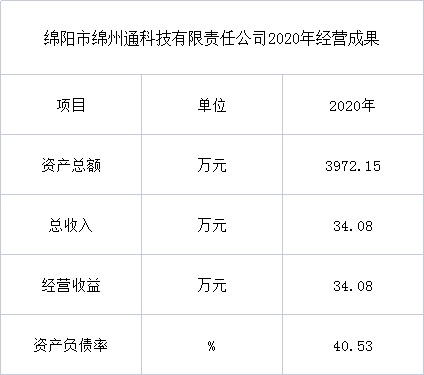 綿陽市綿州通科技有限責(zé)任公司2020年經(jīng)營成果(圖1)